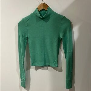 American Eagle Outfitters Teal Ribbed Turtleneck Top size XS